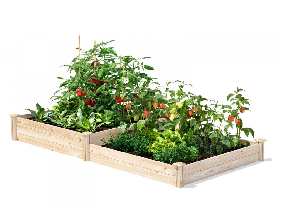 FaFurn - 4 Ft X 8 Ft Pine Wood 2 Tier Raised Garden Bed