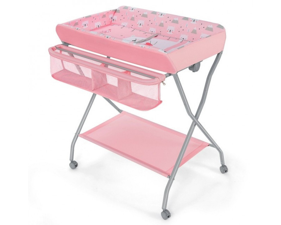 FaFurn - Folding Baby Diaper Changing Table in Pink