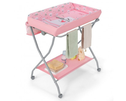 FaFurn - Folding Baby Diaper Changing Table in Pink