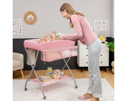 FaFurn - Folding Baby Diaper Changing Table in Pink