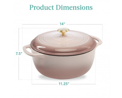 FaFurn 6 Quart Cookware - Pink/Beige, Cast Iron