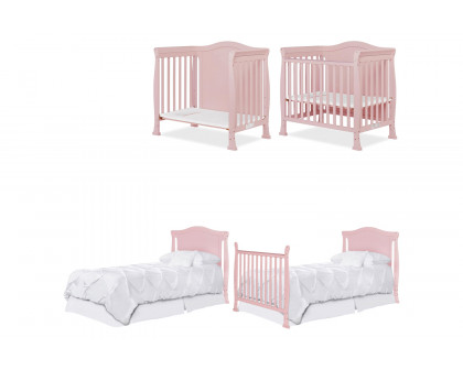 FaFurn Solid Pine Wood 3-In-1 Convertible Baby Crib Daybed Toddler Bed - Pink