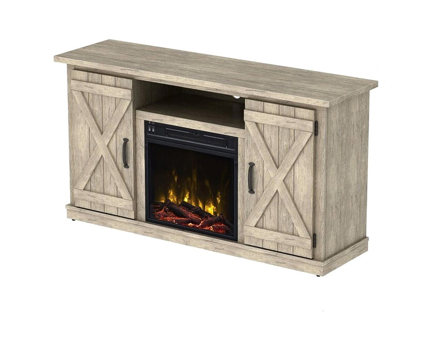 FaFurn Farmhouse TV Entertainment Electric Fireplace - Rustic Pine