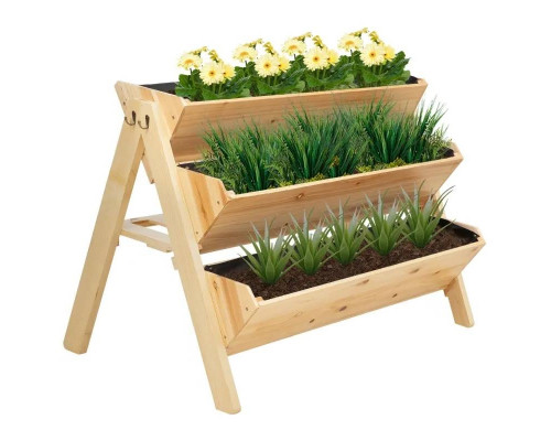 FaFurn - 3-Tier Planter Box with 3 Elevated Box in Fir Wood