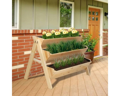 FaFurn - 3-Tier Planter Box with 3 Elevated Box in Fir Wood