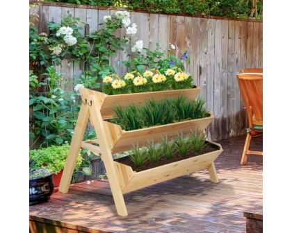 FaFurn - 3-Tier Planter Box with 3 Elevated Box in Fir Wood