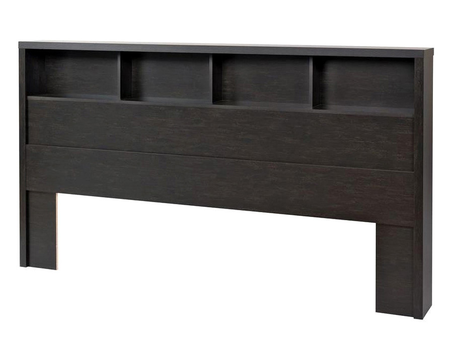 FaFurn - King Size Bookcase Headboard in Washed Black Wood Finish