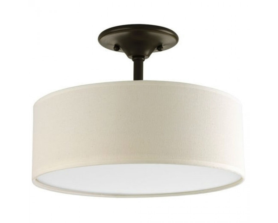 FaFurn - Ceiling Light with Round Linen Drum Shade in Antique Bronze