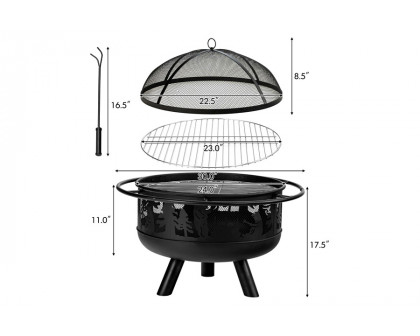 FaFurn Portable Outdoor Log Storage Rack and Wood Burning Fire Pit