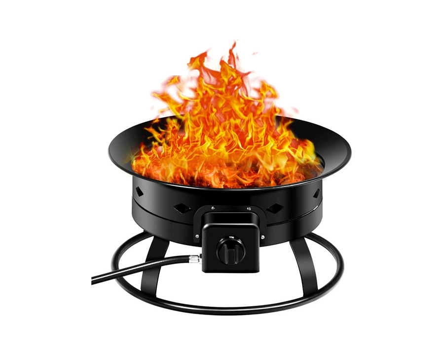 FaFurn Portable Outdoor Black Metal Propane Fire Pit with Cover and Carry Kit