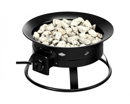 FaFurn Portable Outdoor Black Metal Propane Fire Pit with Cover and Carry Kit