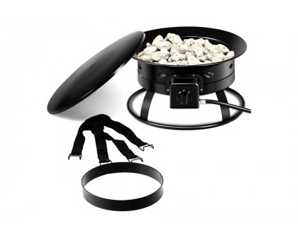 FaFurn Portable Outdoor Black Metal Propane Fire Pit with Cover and Carry Kit