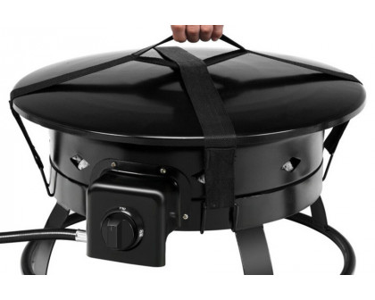 FaFurn Portable Outdoor Black Metal Propane Fire Pit with Cover and Carry Kit