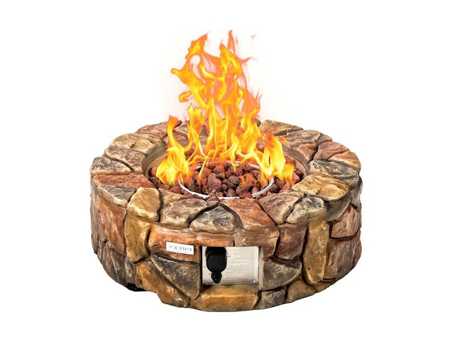 FaFurn - 40,000 Btu Outdoor Circle Stone Gas Propane Fire Pit