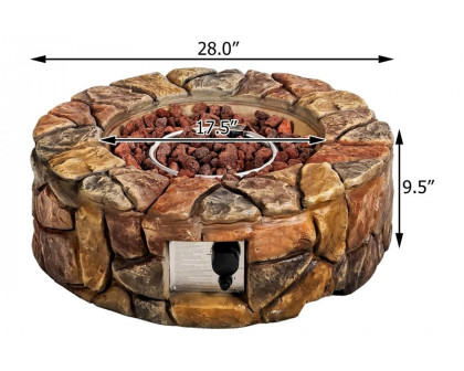 FaFurn - 40,000 Btu Outdoor Circle Stone Gas Propane Fire Pit