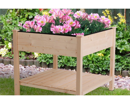 FaFurn Farmhome Square Fir Wooden Raised Garden Planter Box