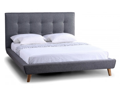 FaFurn - Modern Linen Upholstered Platform Full Bed with Button Tufted Headboard