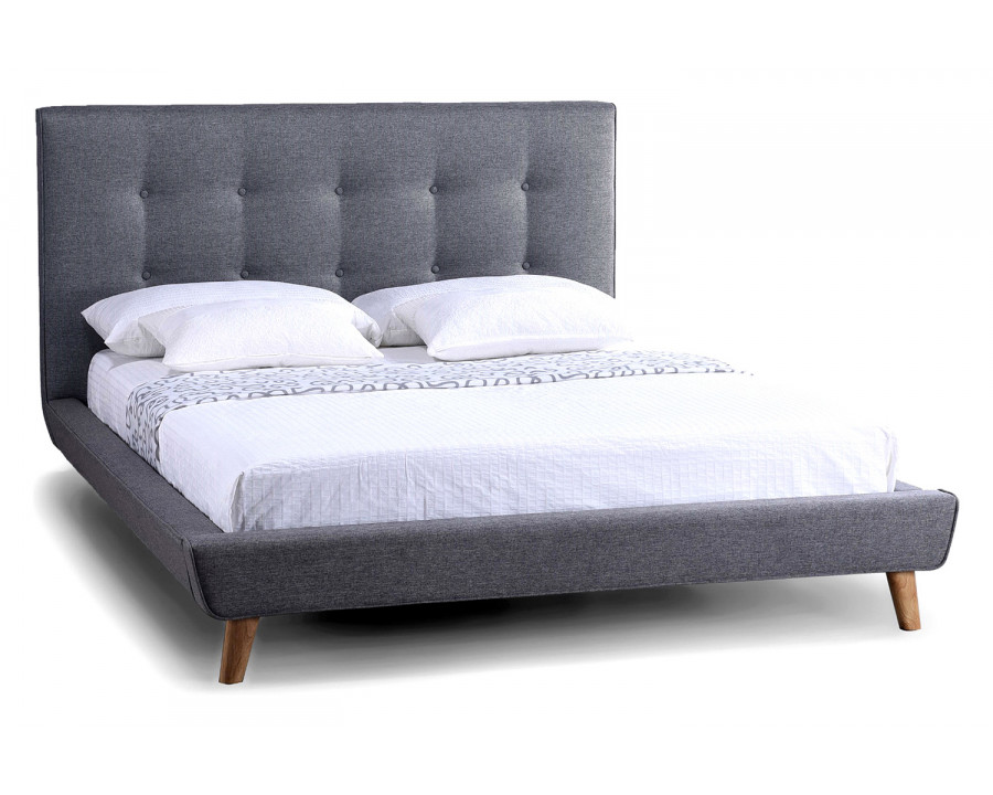 FaFurn Modern Linen Upholstered Platform Full Bed with Button Tufted Headboard - Gray