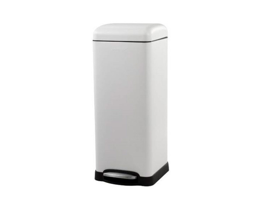 FaFurn Retro 8-Gallon Step-On Trash Can - White, Stainless Steel