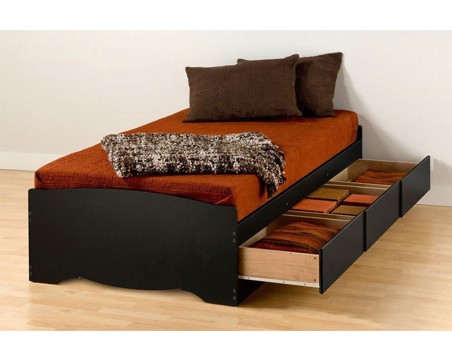 FaFurn Twin Xl Platform Bed Frame with 3 Storage Drawers - Black