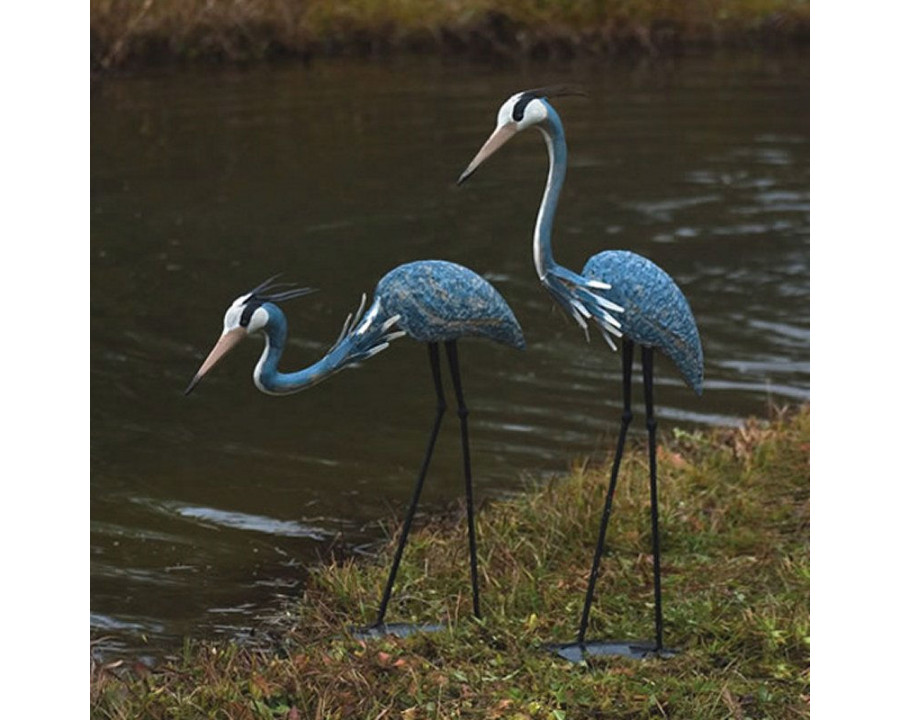 FaFurn - Great Blue Herons Garden Statue in Powder Coated Steel