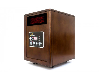 FaFurn - Infrared Space Heater 1500W with Remote with Dark Walnut Wood Cabinet