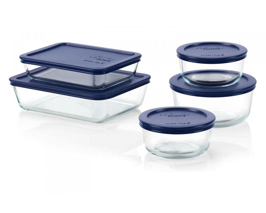 FaFurn - 10-Piece Glass Bakeware Food Storage Set with Blue Plastic Lids Dishwasher Safe