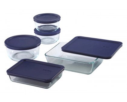 FaFurn - 10-Piece Glass Bakeware Food Storage Set with Blue Plastic Lids Dishwasher Safe