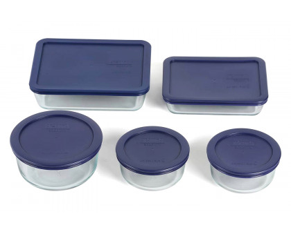 FaFurn - 10-Piece Glass Bakeware Food Storage Set with Blue Plastic Lids Dishwasher Safe