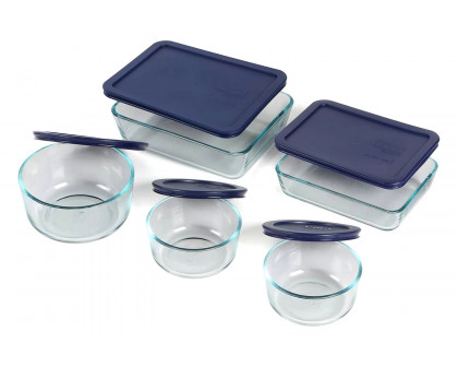 FaFurn - 10-Piece Glass Bakeware Food Storage Set with Blue Plastic Lids Dishwasher Safe