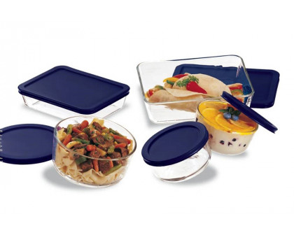 FaFurn - 10-Piece Glass Bakeware Food Storage Set with Blue Plastic Lids Dishwasher Safe