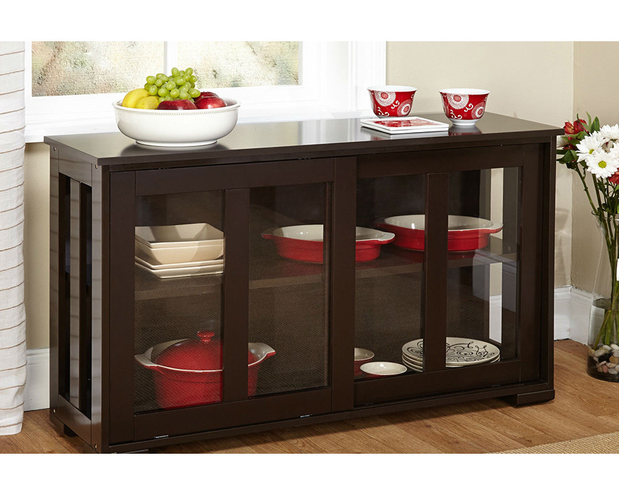 FaFurn - Sideboard Buffet Dining Storage Cabinet with 2 Glass Sliding Doors