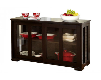 FaFurn - Sideboard Buffet Dining Storage Cabinet with 2 Glass Sliding Doors