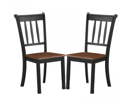 FaFurn - Set of 2 Mission Dining Chairs with Brown Seat