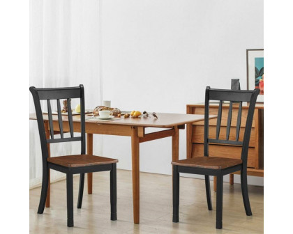 FaFurn Set of 2 Mission Dining Chairs with Brown Seat - Black