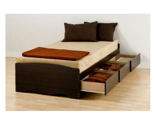 FaFurn Twin Xl Platform Bed Frame with 3 Storage Drawers - Espresso Brown