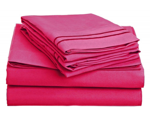 FaFurn - Queen Size 4-Piece Sheet Set in Pink Polyester Microfiber