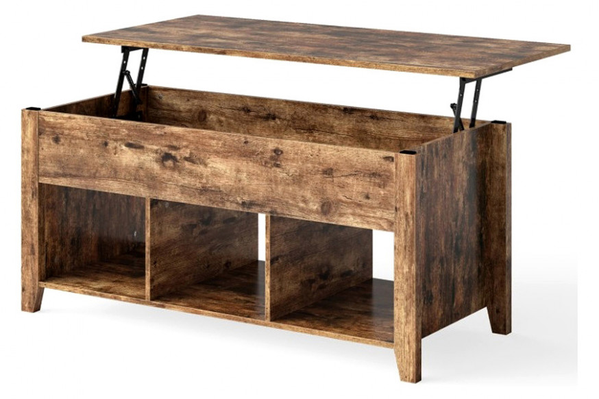 FaFurn™ Farmhouse Wooden Lift Top Coffee Table - Rustic/Tan