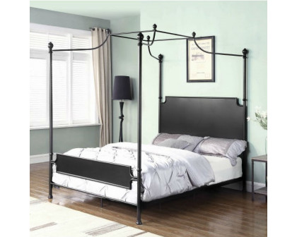 FaFurn - Queen Size Canopy Bed Frame with Headboard and Footboard in Metal