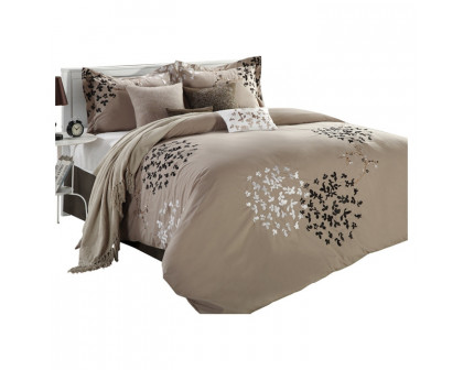 FaFurn - 8-Piece Queen Size Comforter Set in Light Brown/Black