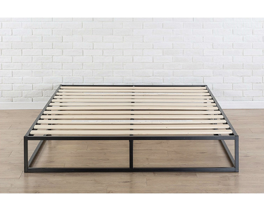 FaFurn Modern Low Profile Metal Platform Bed Frame with Wood Slats - Queen Size, 10-inch