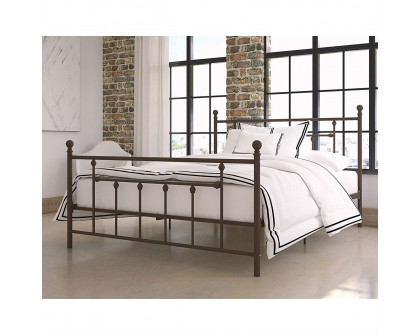 FaFurn - Queen Size Platform Bed Frame with Headboard and Footboard in Bronze, Metal