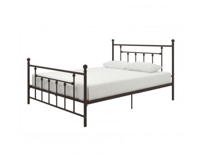 FaFurn - Queen Size Platform Bed Frame with Headboard and Footboard in Bronze, Metal