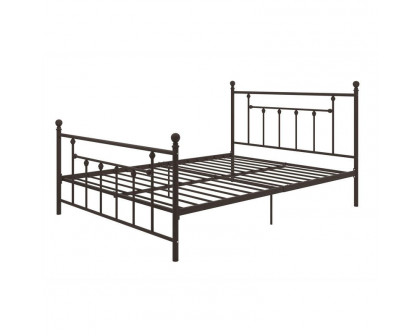 FaFurn - Queen Size Platform Bed Frame with Headboard and Footboard in Bronze, Metal