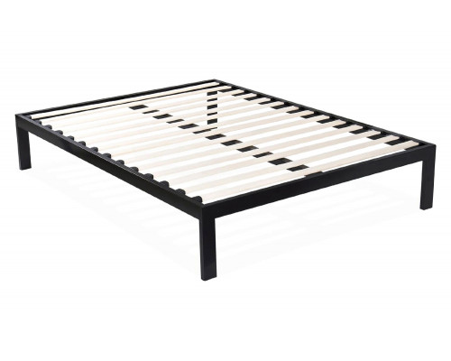 FaFurn Modern Metal Platform Bed Frame with Wood Slats - Queen Size