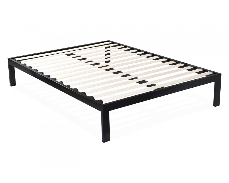 FaFurn - Modern Metal Platform Bed Frame with Wood Slats