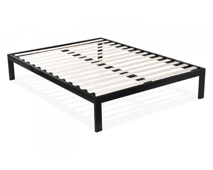 FaFurn Modern Metal Platform Bed Frame with Wood Slats - Queen Size