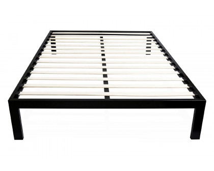 FaFurn Modern Metal Platform Bed Frame with Wood Slats - Queen Size