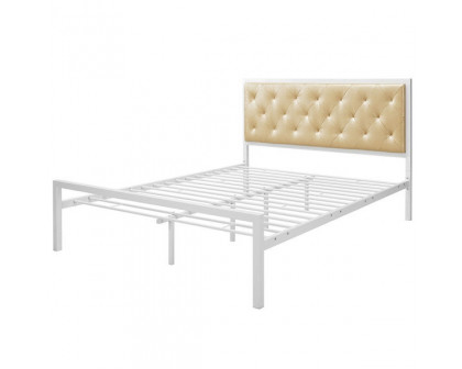 FaFurn - Platform Bed with Button Tufted Headboard