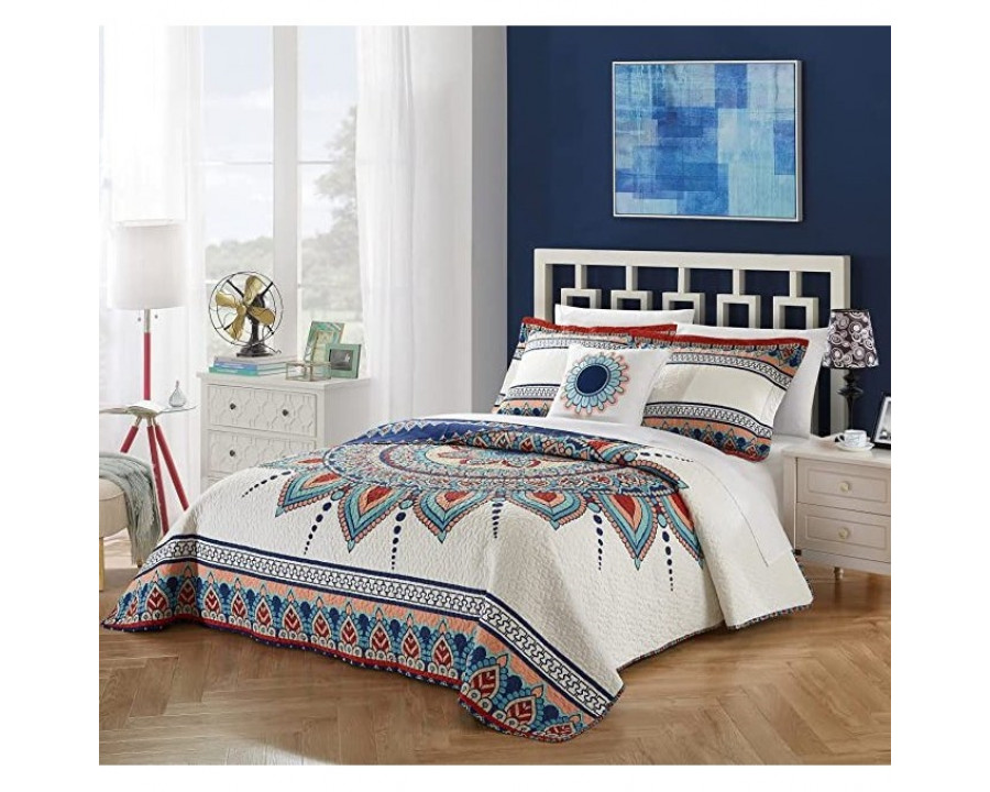 FaFurn - 4-Piece Geometric Reversible Quilt Set